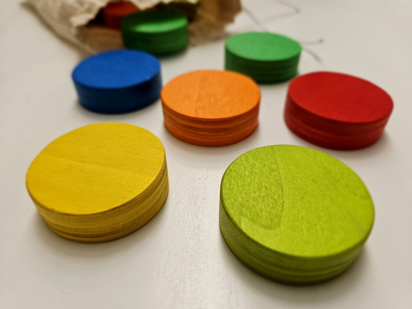 Rainbow Wooden Coins Set