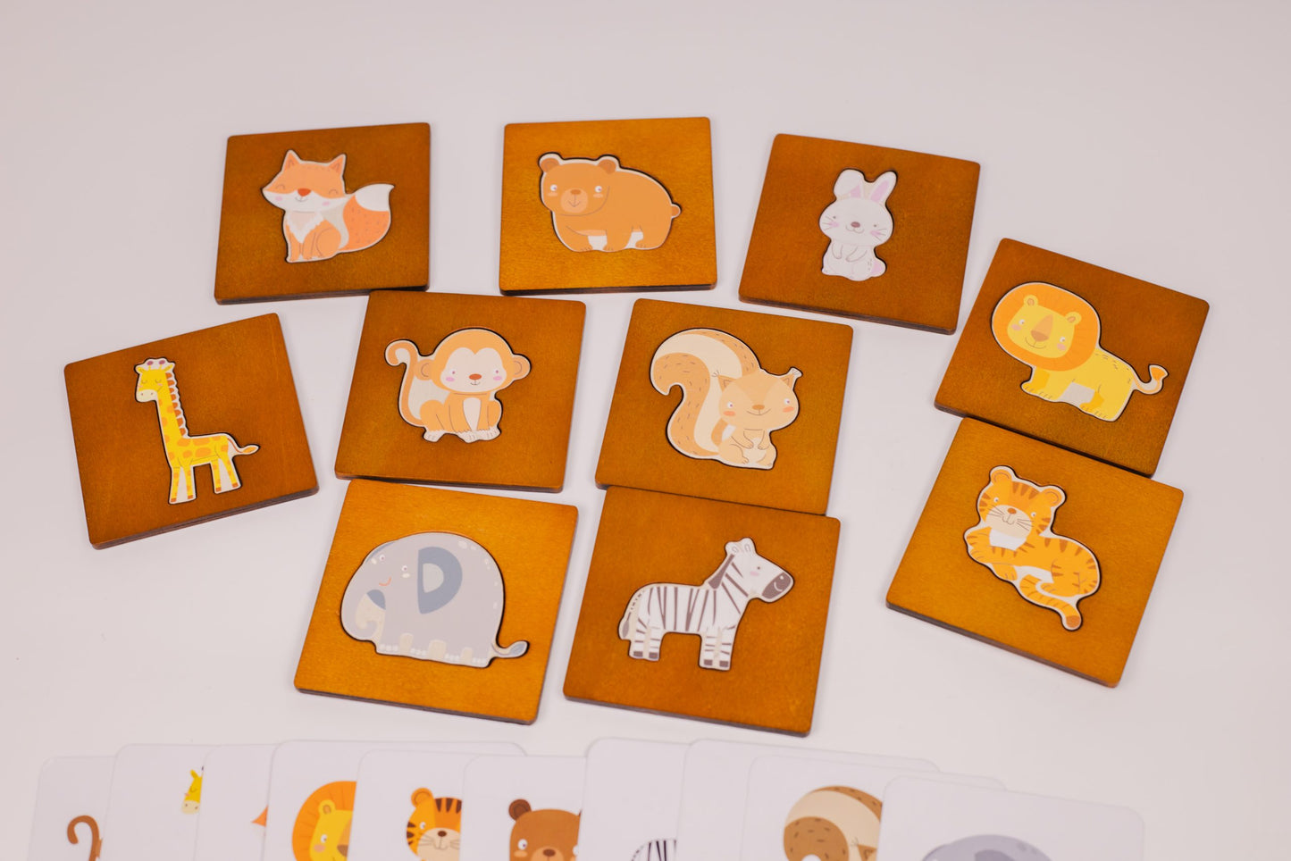 Wooden Animal Puzzle & Flashcard Set