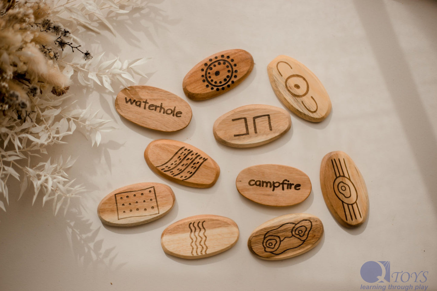 Aboriginal Symbol Wooden Stones