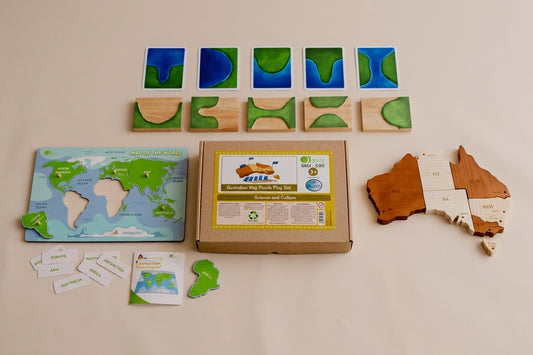 Montessori Wooden Geography Learning & Puzzle Set