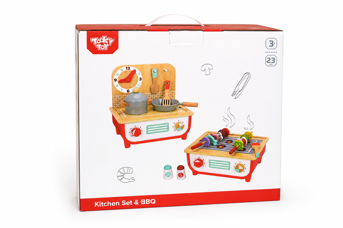 Wooden Kitchen & BBQ Pretend Play Set
