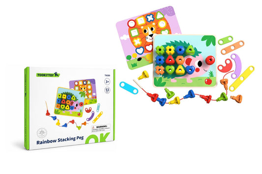 Rainbow Wooden Stacking Pegs
