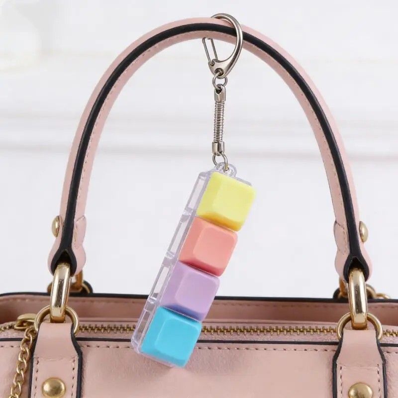 Creative Fingertip Stress Reliever: Keyboard Click Sound Keychain, Colorful Fidget Ring Relaxation Companion(9 key)