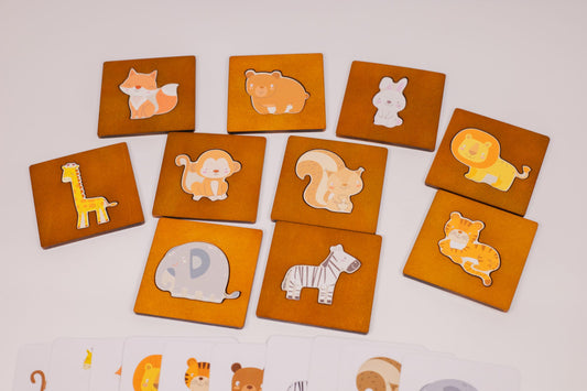Wooden Animal Puzzle & Flashcard Set