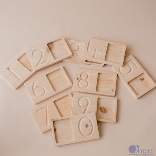 QToys Jumbo Counting Trays wooden early numeracy learning set