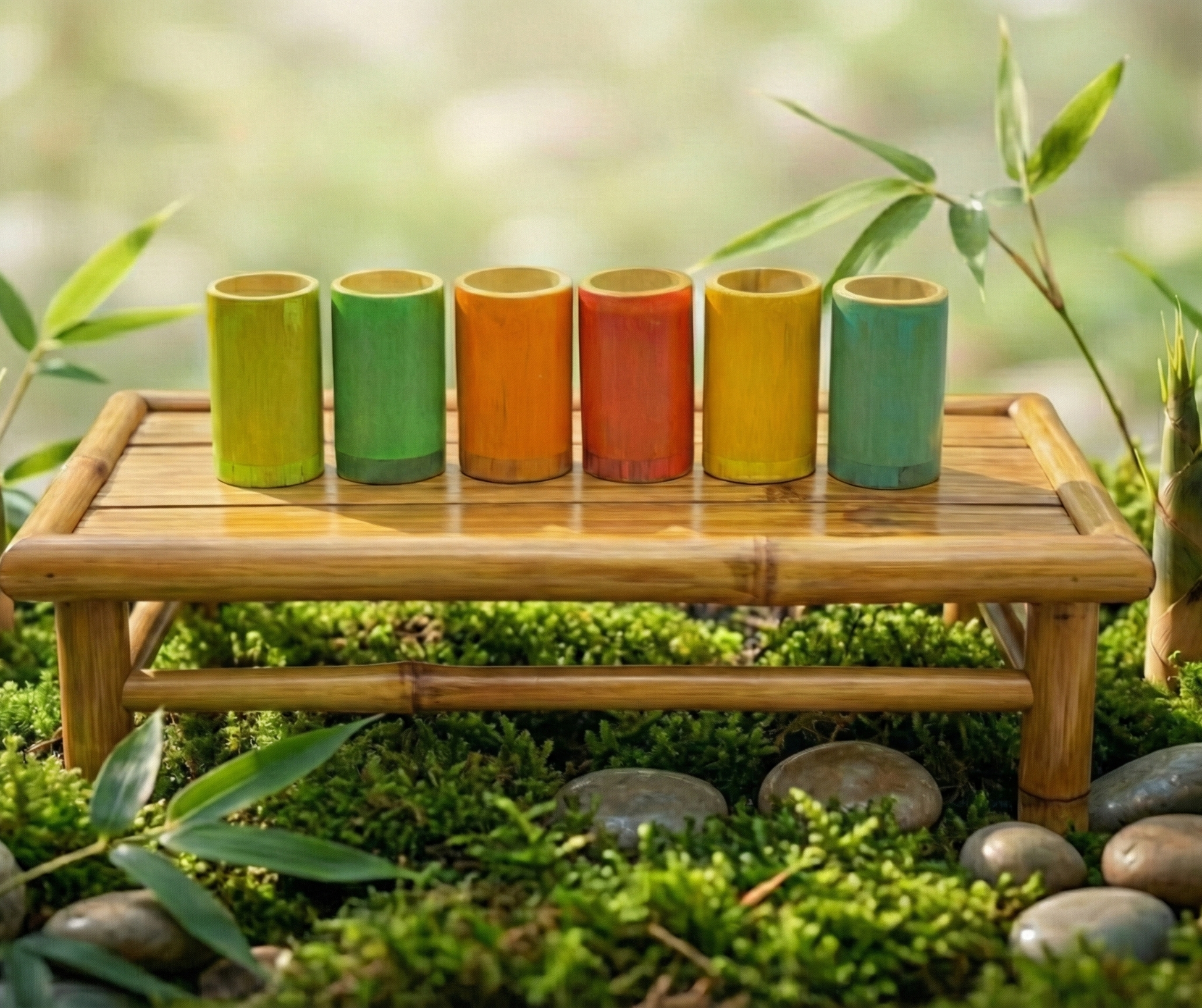 Rainbow Bamboo Sorting Tubes Set