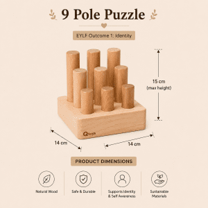 Montessori 9 Pole Wooden Stacking Puzzle – product image 4