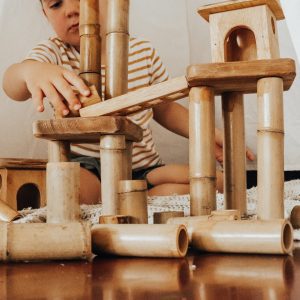 Bamboo Building Set with Houses – 40 Piece