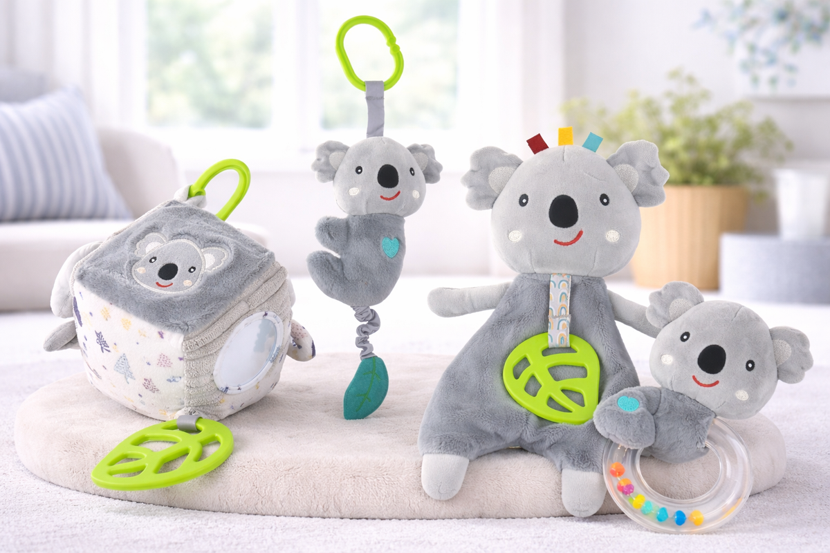 Snuggle Buddy Koala Plush Gift Set | 4 Piece Baby Sensory Set