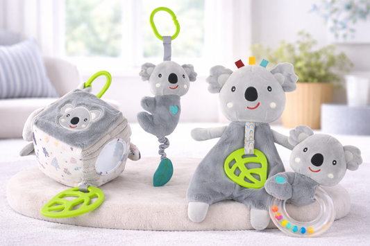 Snuggle Buddy Koala Plush Gift Set | 4 Piece Baby Sensory Set