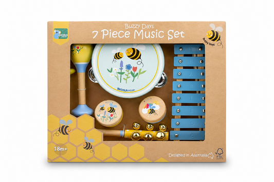 Buzzy Days Bee seven piece wooden musical set