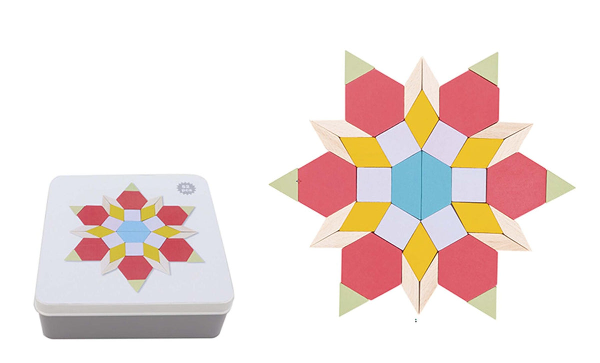 Calm & Breezy Wooden Pattern Blocks – 52 Pieces
