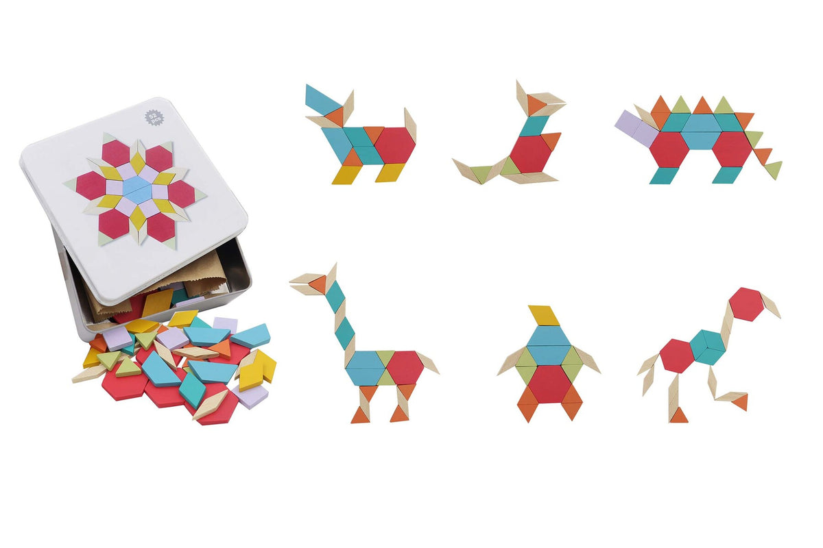 Calm & Breezy Wooden Pattern Blocks – 52 Pieces