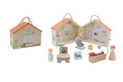 Wooden Portable Vet Hospital Pretend Play Set