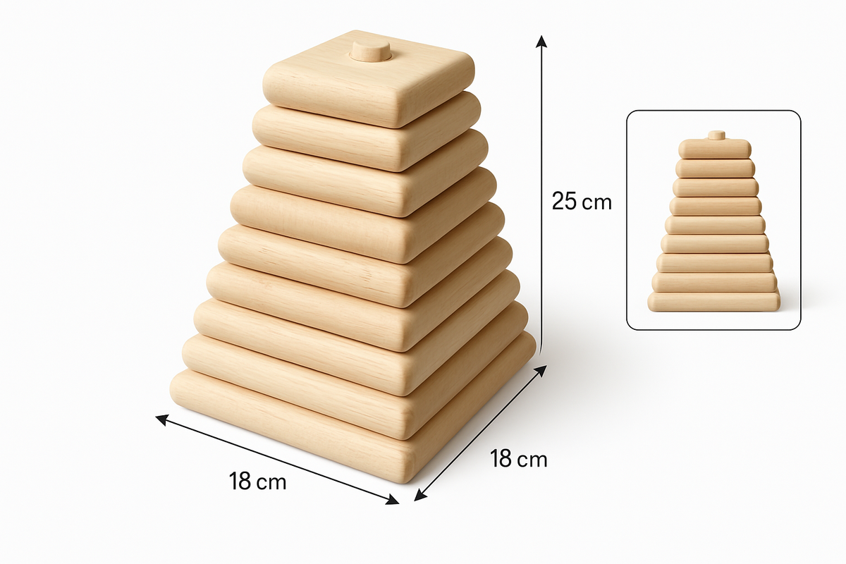 Natural Square Stacker | Wooden Montessori Stacking Toy