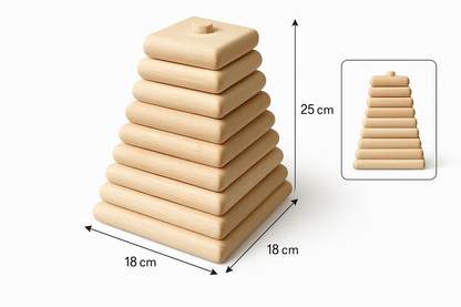 Natural Square Stacker | Wooden Montessori Stacking Toy
