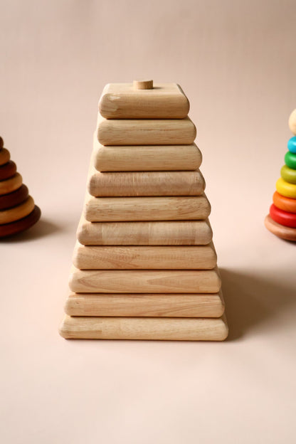 Natural Square Stacker | Wooden Montessori Stacking Toy