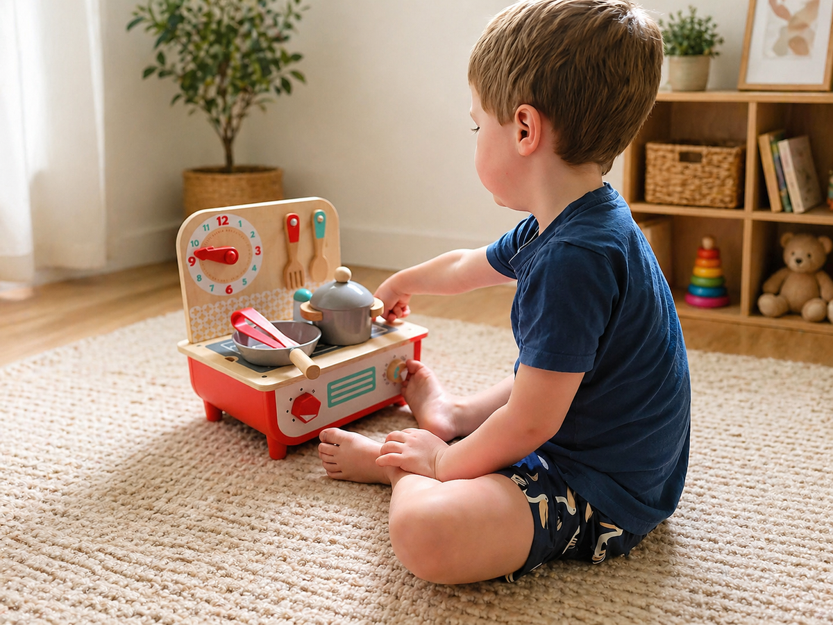 Wooden Kitchen & BBQ Pretend Play Set