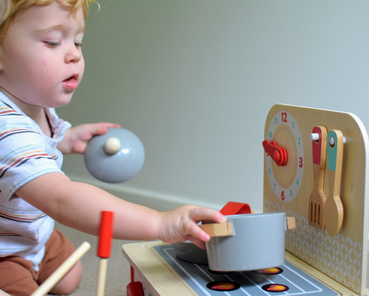Wooden Kitchen & BBQ Pretend Play Set