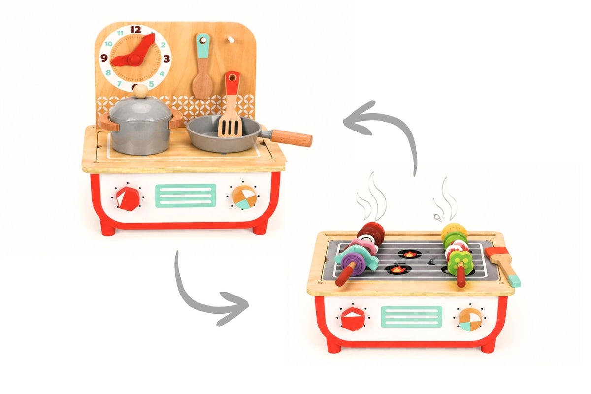 Wooden Kitchen & BBQ Pretend Play Set