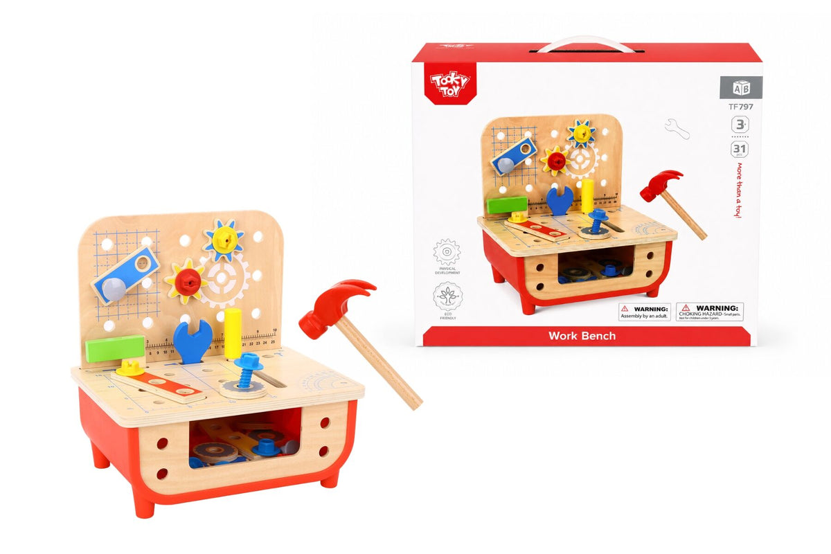 Deluxe Wooden Work Bench | Fine Motor Pretend Play