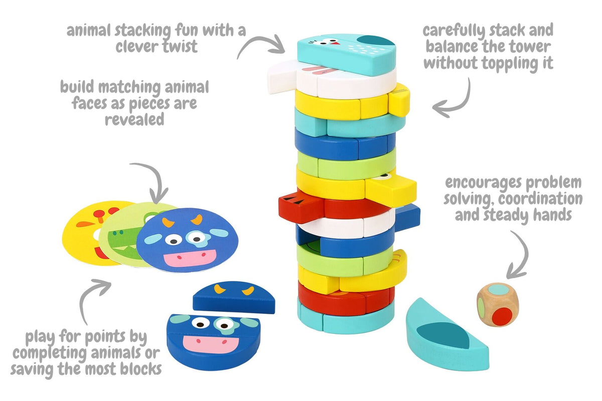 Wooden Animal Stacking Game