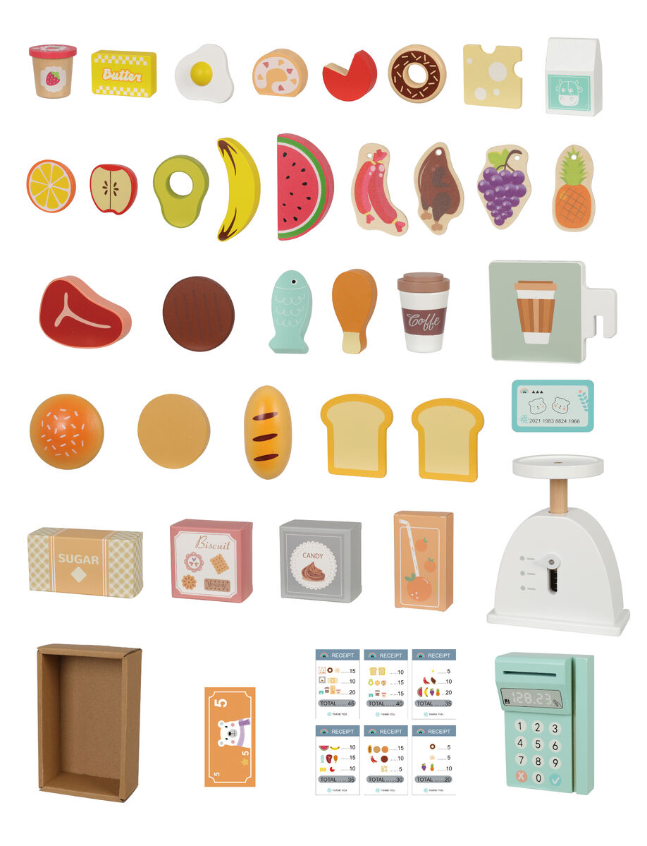 Wooden Grocery Store & Market Pretend Play Set