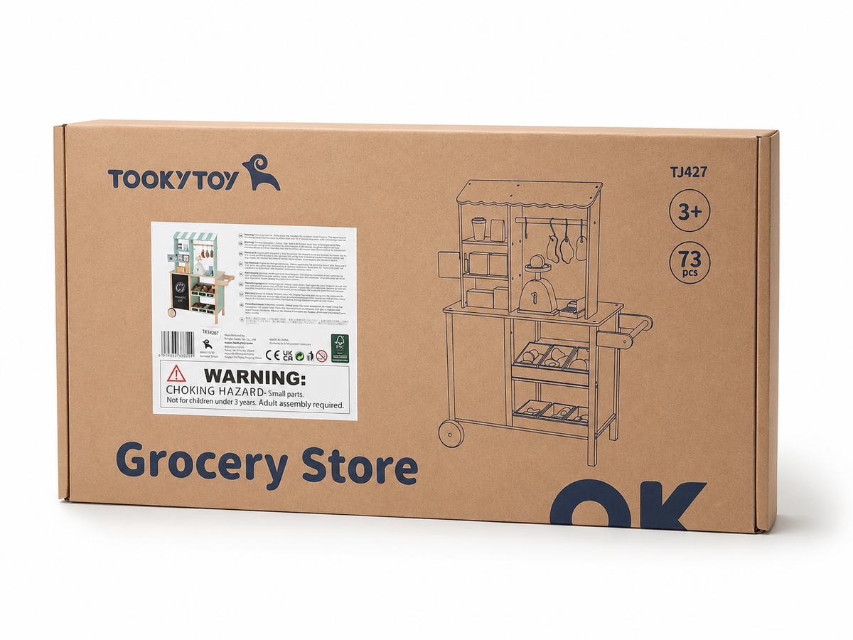 Wooden Grocery Store & Market Pretend Play Set