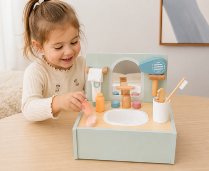 Wooden Bathroom & Toiletry Playset | Practical Life Play - image 5