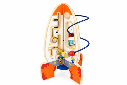 Activity Rocket with bead maze gears and abacus