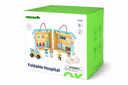 Wooden Hospital Playset with Carry Box