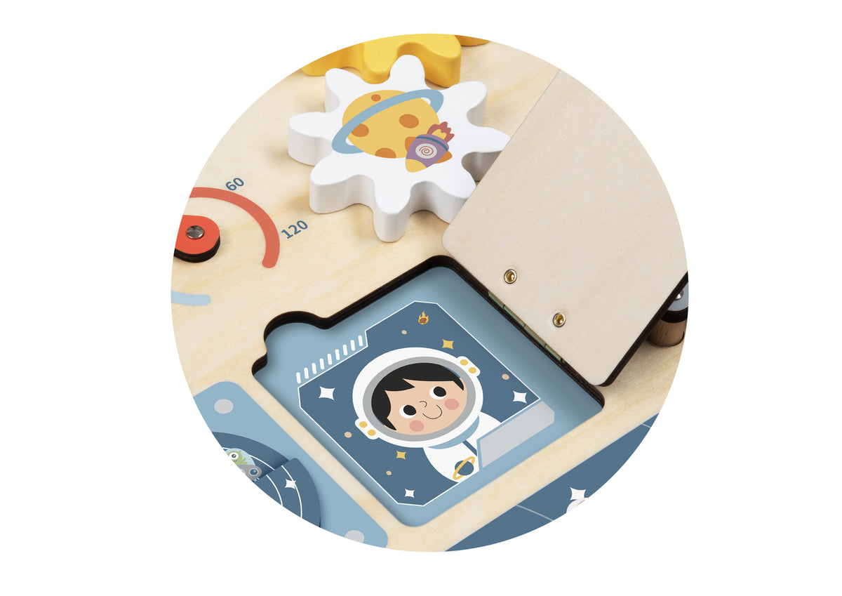 Space Busy Board – wooden sensory play