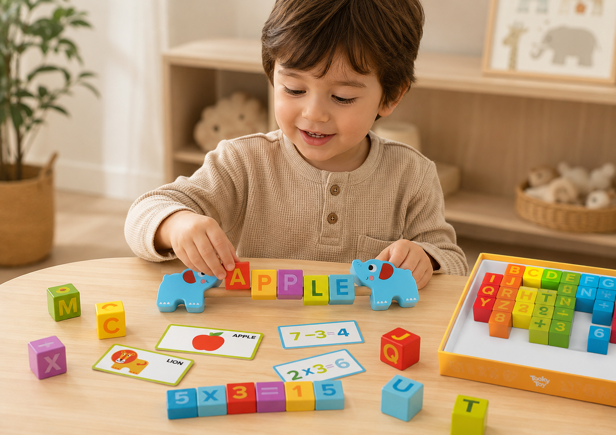 ABC & 123 Wooden Learning Block Box