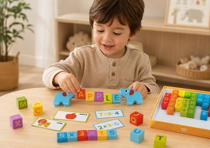 ABC & 123 Wooden Learning Block Box