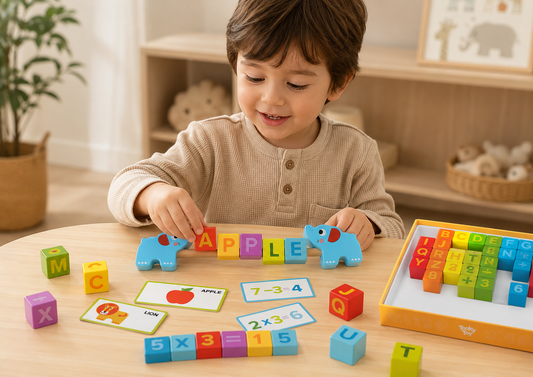 ABC & 123 Wooden Learning Block Box