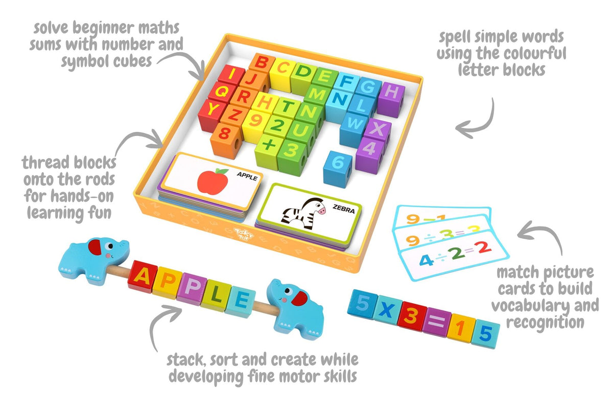 ABC & 123 Wooden Learning Block Box