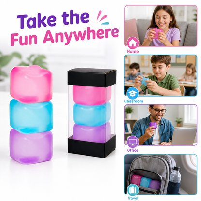 Pink Stress Cube Fidget Squishy Slow Rising Sensory Stress Ball, Soft Gel Filled Anxiety Relief Toy for Kids Teens Adults