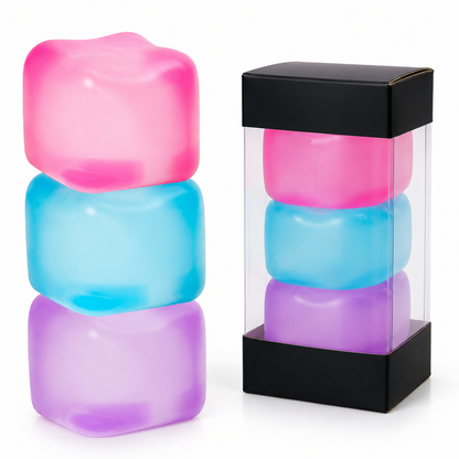 Pink Stress Cube Fidget Squishy Slow Rising Sensory Stress Ball, Soft Gel Filled Anxiety Relief Toy for Kids Teens Adults