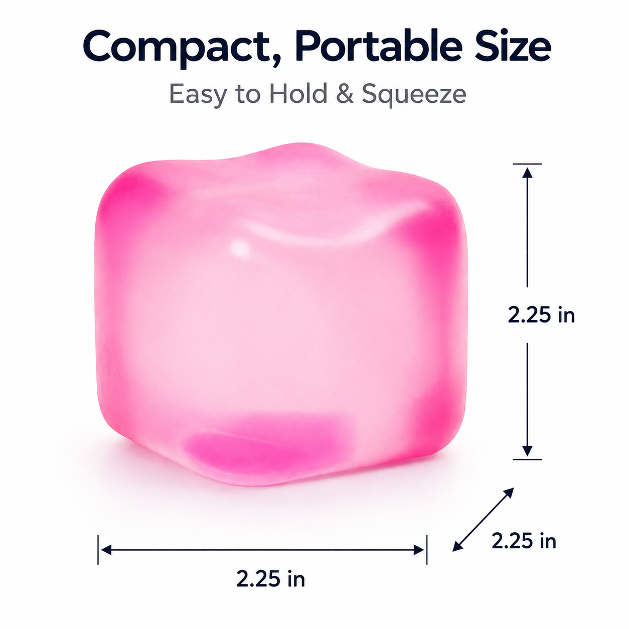 Pink Stress Cube Fidget Squishy Slow Rising Sensory Stress Ball, Soft Gel Filled Anxiety Relief Toy for Kids Teens Adults