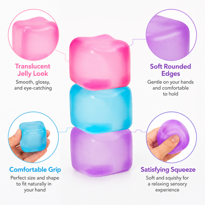 Green Stress Cube Fidget Squishy Slow Rising Stress Ball, Soft Sensory Anxiety Relief Toy for Home Office School