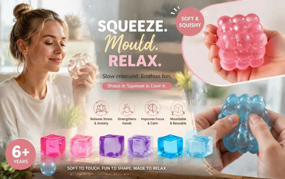 Pastel Pink Ice Cube Squishy 5cm, Light Calming Desk Fidget