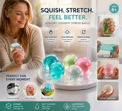 Soft Pastel Squishy Ball, Gentle Desk Calming Fidget Toy 6cm Baby Pink 3 Pack