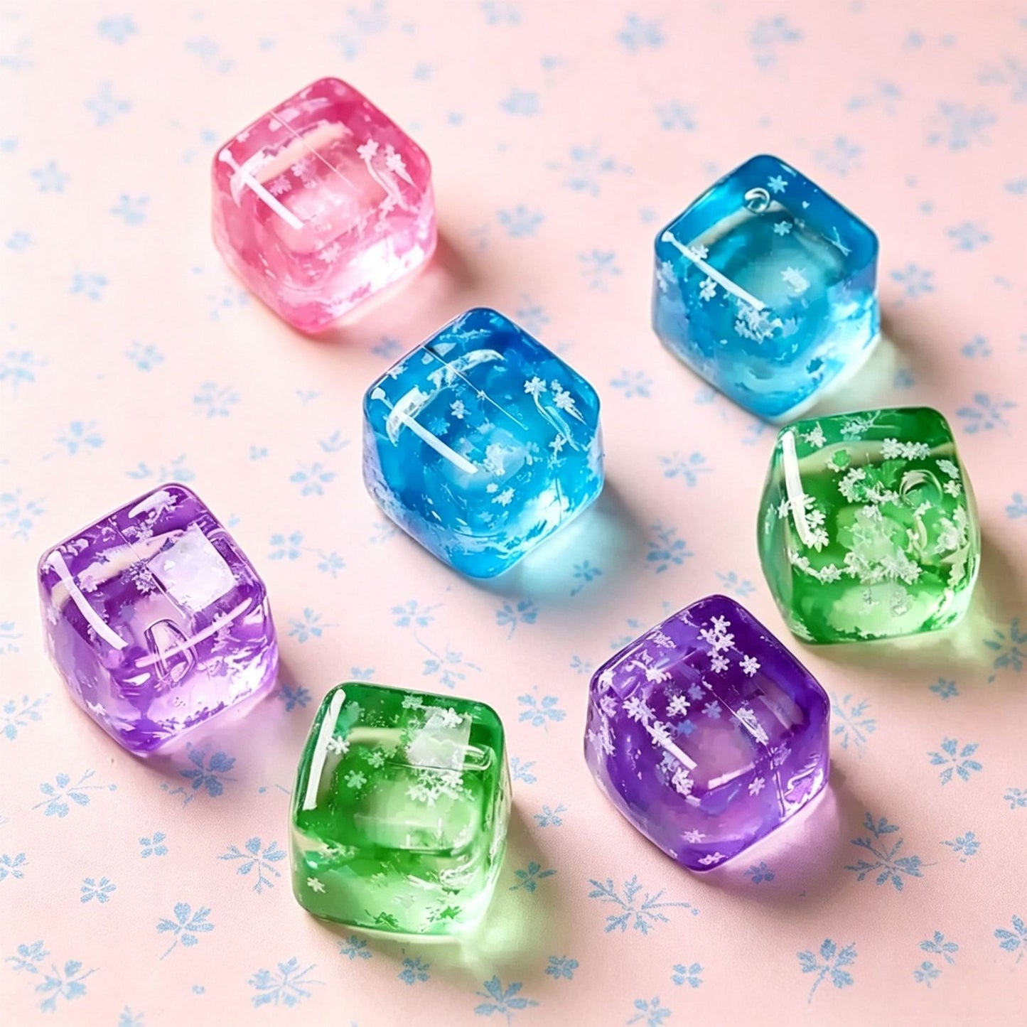 Purple Glitter Snowflake Ice Cube Squishy Toy