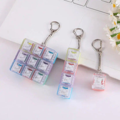 Creative Fingertip Stress Reliever: Keyboard Click Sound Keychain, Colorful Fidget Ring Relaxation Companion（9 key）