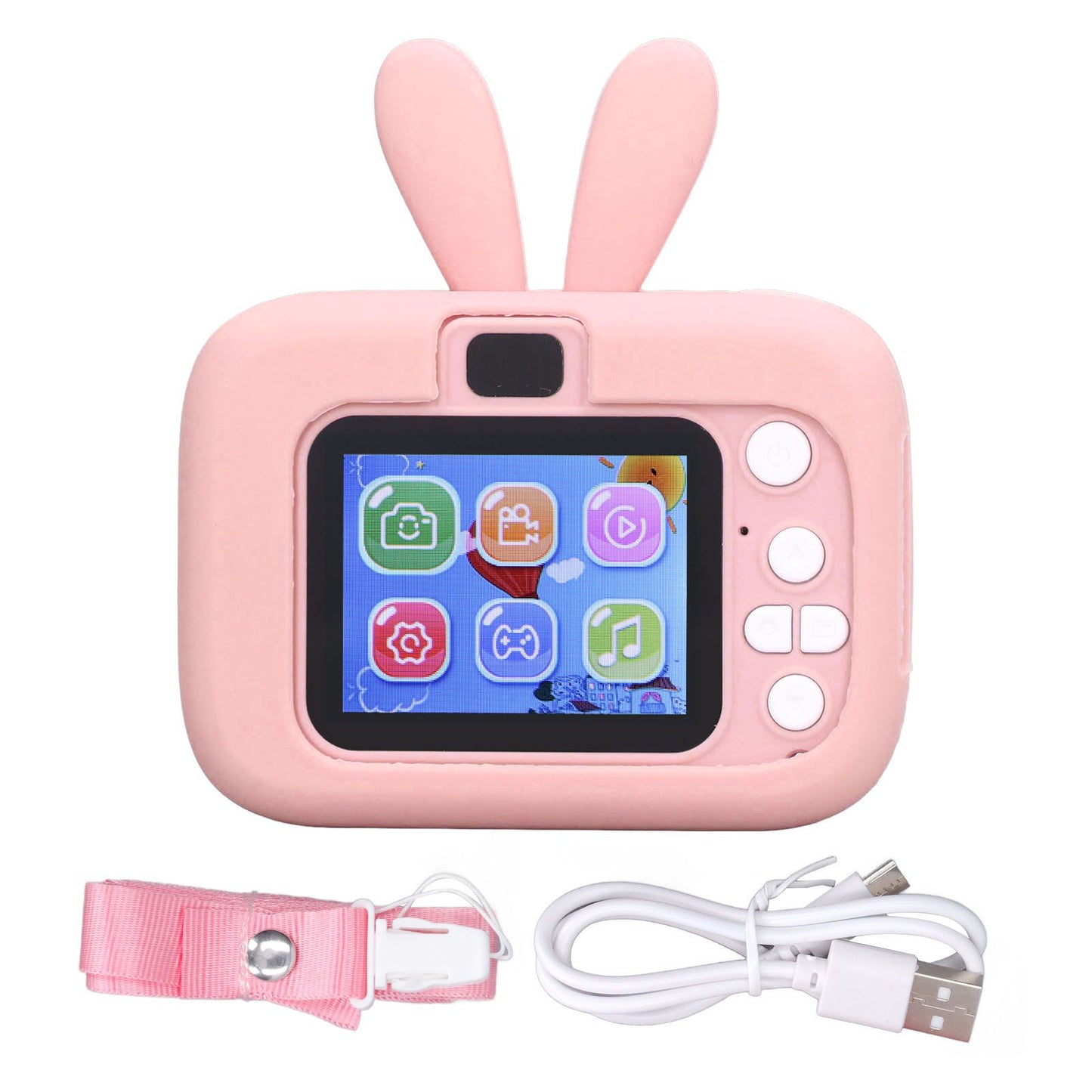 Kids Camera Digital 20MP Child Selfie Toy Toddler Christmas Birthday Gift Rabbit Shape 2in Pink
