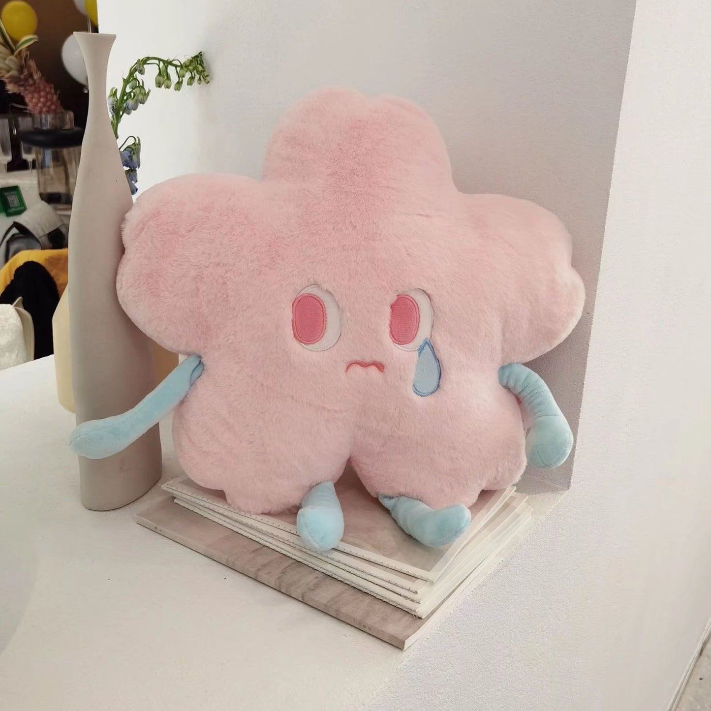 Flower Shape Plush Toy Crying Lively Stylish Stuffed Flower Toy for Living Room Balcony Office Pink 40 X 40cm