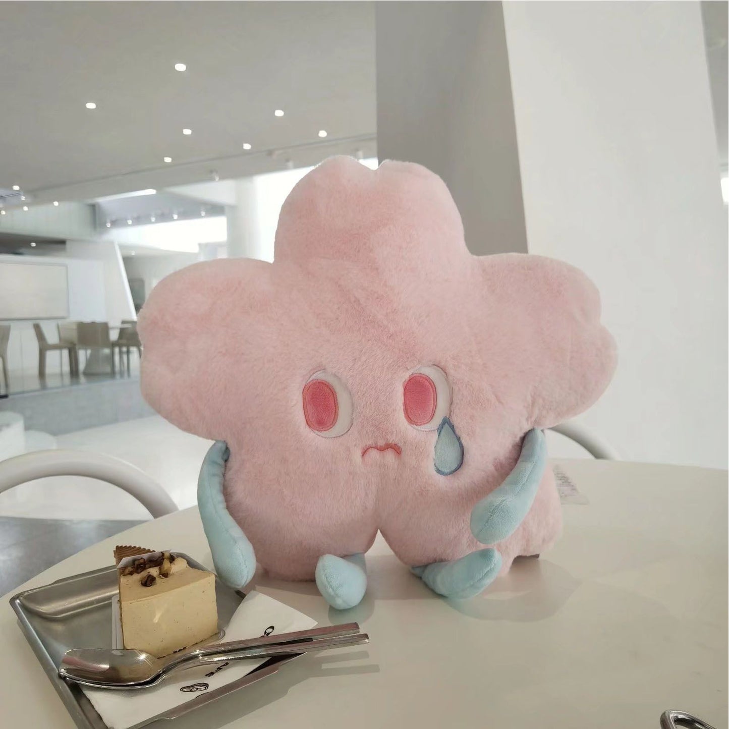 Flower Shape Plush Toy Crying Lively Stylish Stuffed Flower Toy for Living Room Balcony Office Pink 40 X 40cm