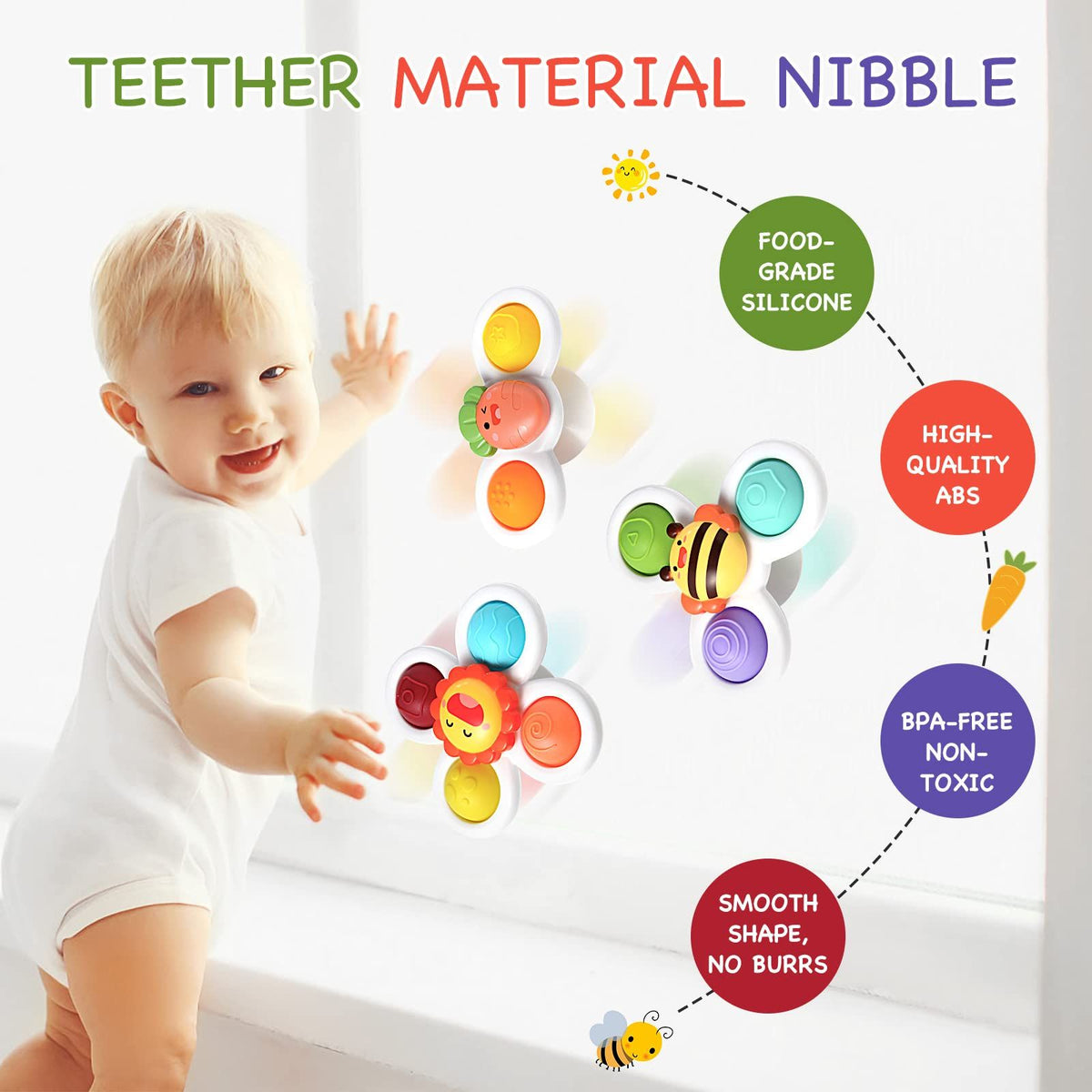 Suction Cup Sensory Spinner Toys – 3 Pack