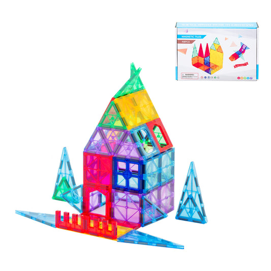 Magnetic Building Tiles – 48 Piece Set with Storage Bag