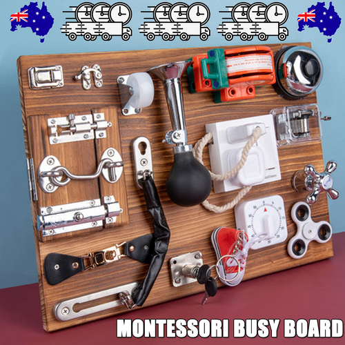 Montessori Sensory Busy Board - Wooden Locks & Latches Activity Board